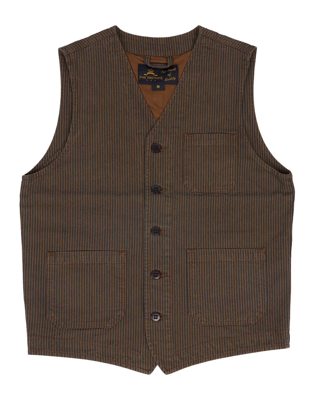 Pike Brothers 1937 Roamer Vest Hickory Stripe Brown